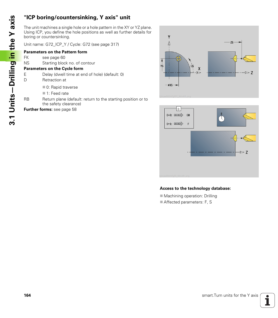 Icp boring/countersinking, y axis" unit, 1 units—dr illing in the y axis | HEIDENHAIN SW 548328-05 DIN Programming User Manual | Page 164 / 598