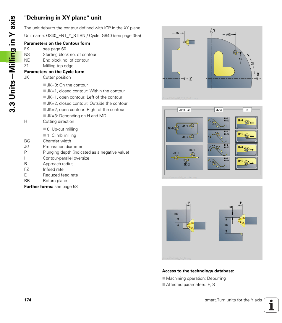 Deburring in xy plane" unit, 3 units—milling in y axis | HEIDENHAIN SW 548328-05 DIN Programming User Manual | Page 174 / 598