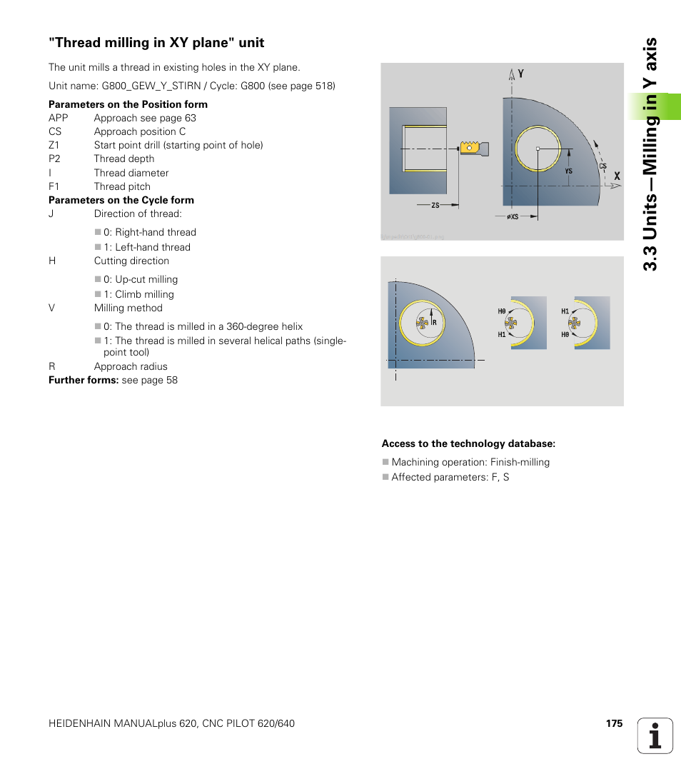 Thread milling in xy plane" unit, 3 units—milling in y axis | HEIDENHAIN SW 548328-05 DIN Programming User Manual | Page 175 / 598