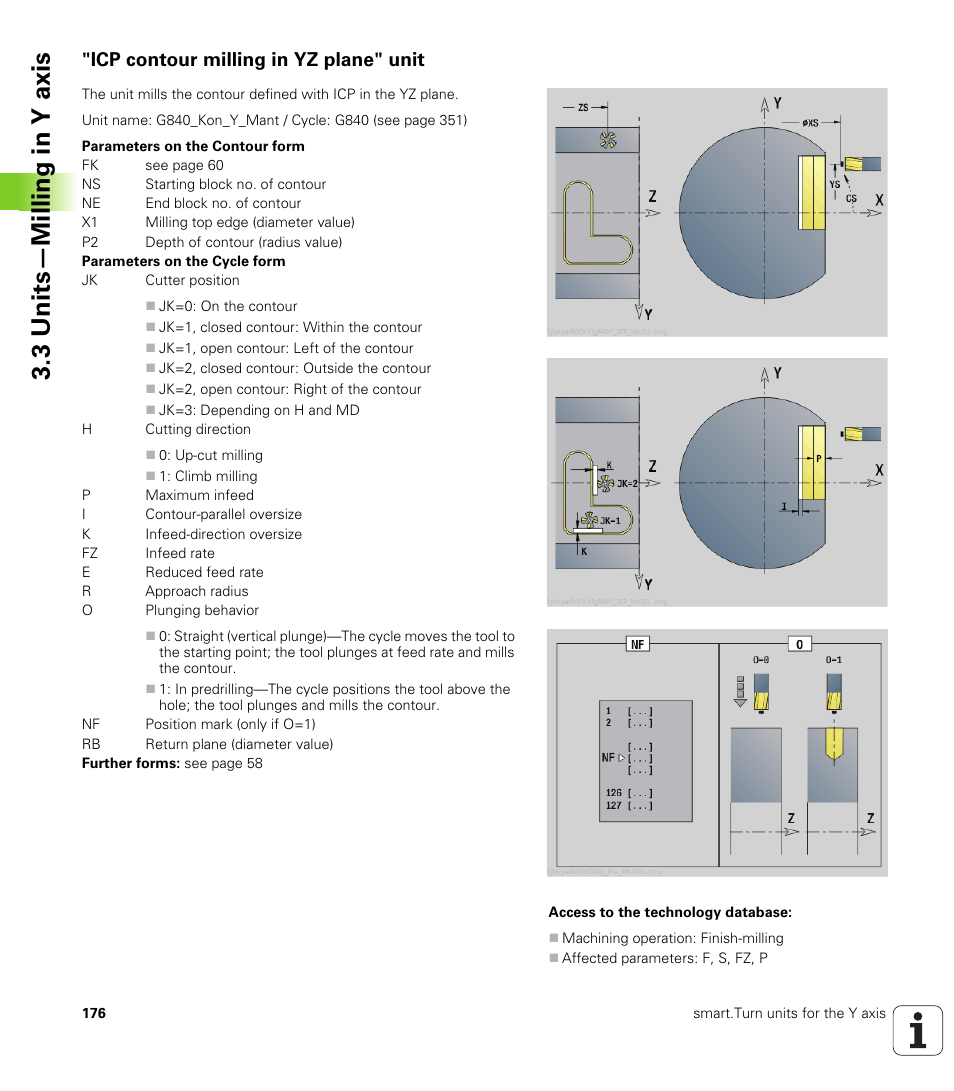 Icp contour milling in yz plane" unit, 3 units—milling in y axis | HEIDENHAIN SW 548328-05 DIN Programming User Manual | Page 176 / 598