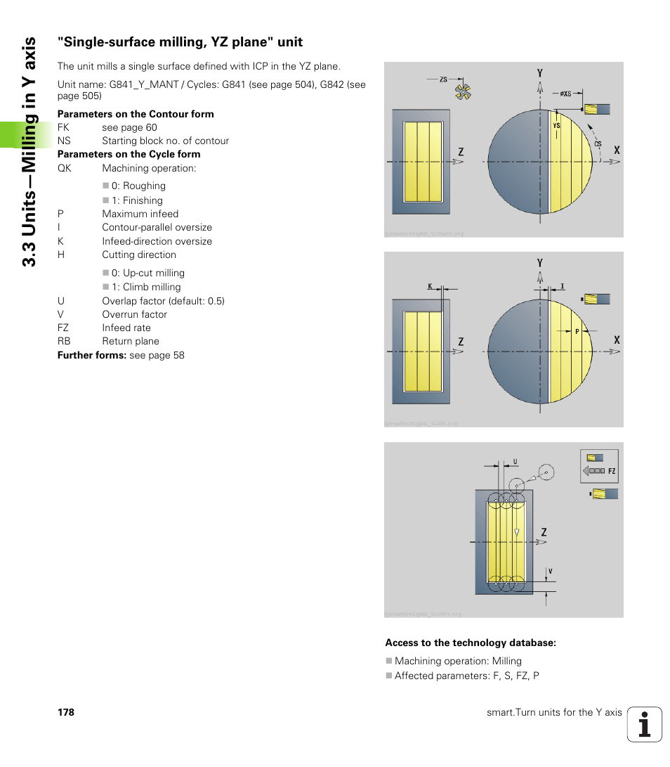 Single-surface milling, yz plane" unit, 3 units—milling in y axis | HEIDENHAIN SW 548328-05 DIN Programming User Manual | Page 178 / 598