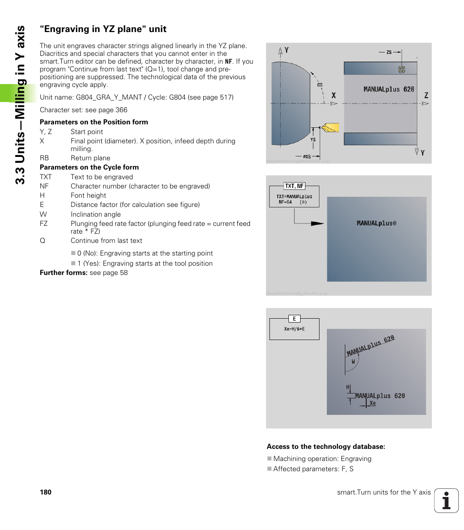 Engraving in yz plane" unit, 3 units—milling in y axis | HEIDENHAIN SW 548328-05 DIN Programming User Manual | Page 180 / 598
