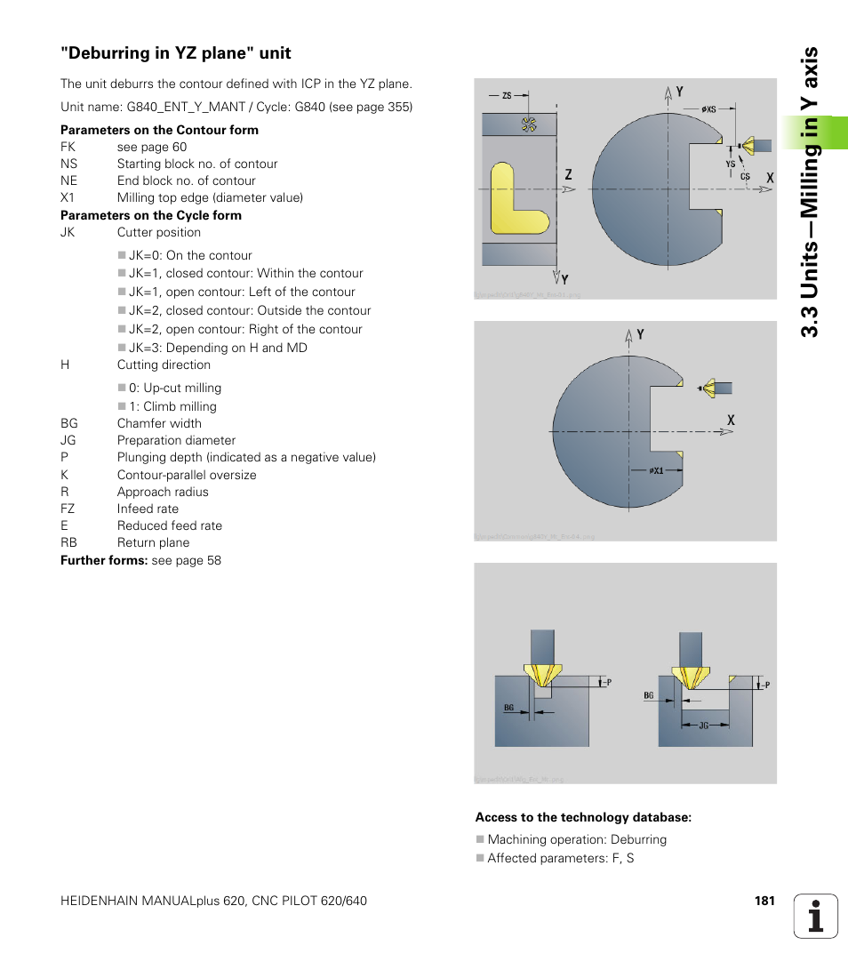 Deburring in yz plane" unit, 3 units—milling in y axis | HEIDENHAIN SW 548328-05 DIN Programming User Manual | Page 181 / 598