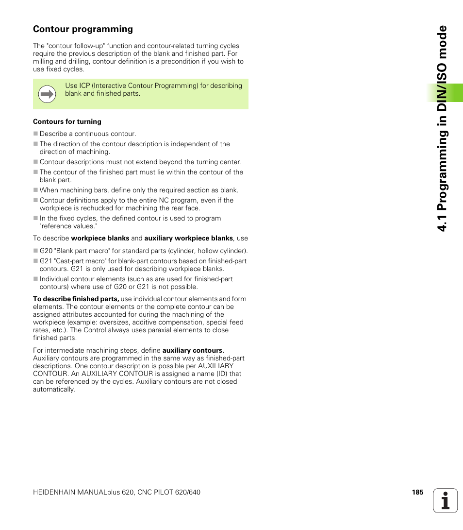 Contour programming, 1 pr ogr amming in din/iso mode | HEIDENHAIN SW 548328-05 DIN Programming User Manual | Page 185 / 598