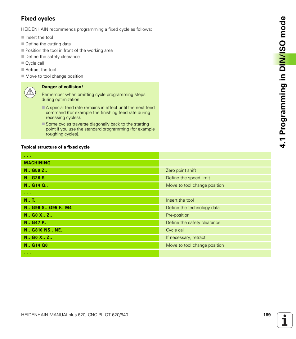Fixed cycles, 1 pr ogr amming in din/iso mode | HEIDENHAIN SW 548328-05 DIN Programming User Manual | Page 189 / 598