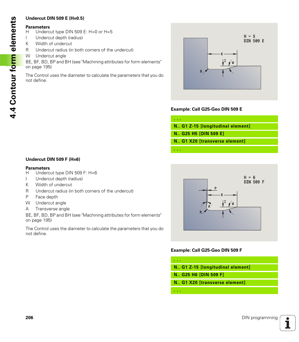 4 cont our f o rm elements | HEIDENHAIN SW 548328-05 DIN Programming User Manual | Page 206 / 598