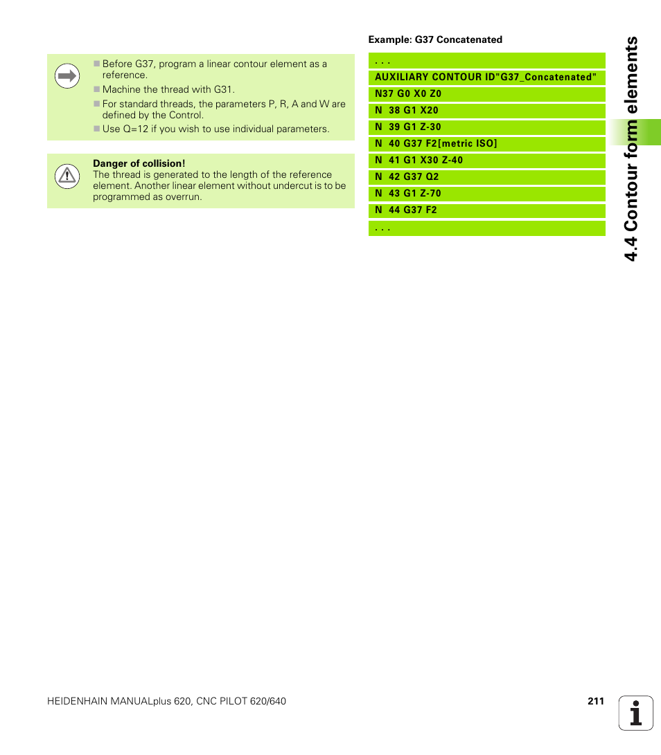 4 cont our f o rm elements | HEIDENHAIN SW 548328-05 DIN Programming User Manual | Page 211 / 598