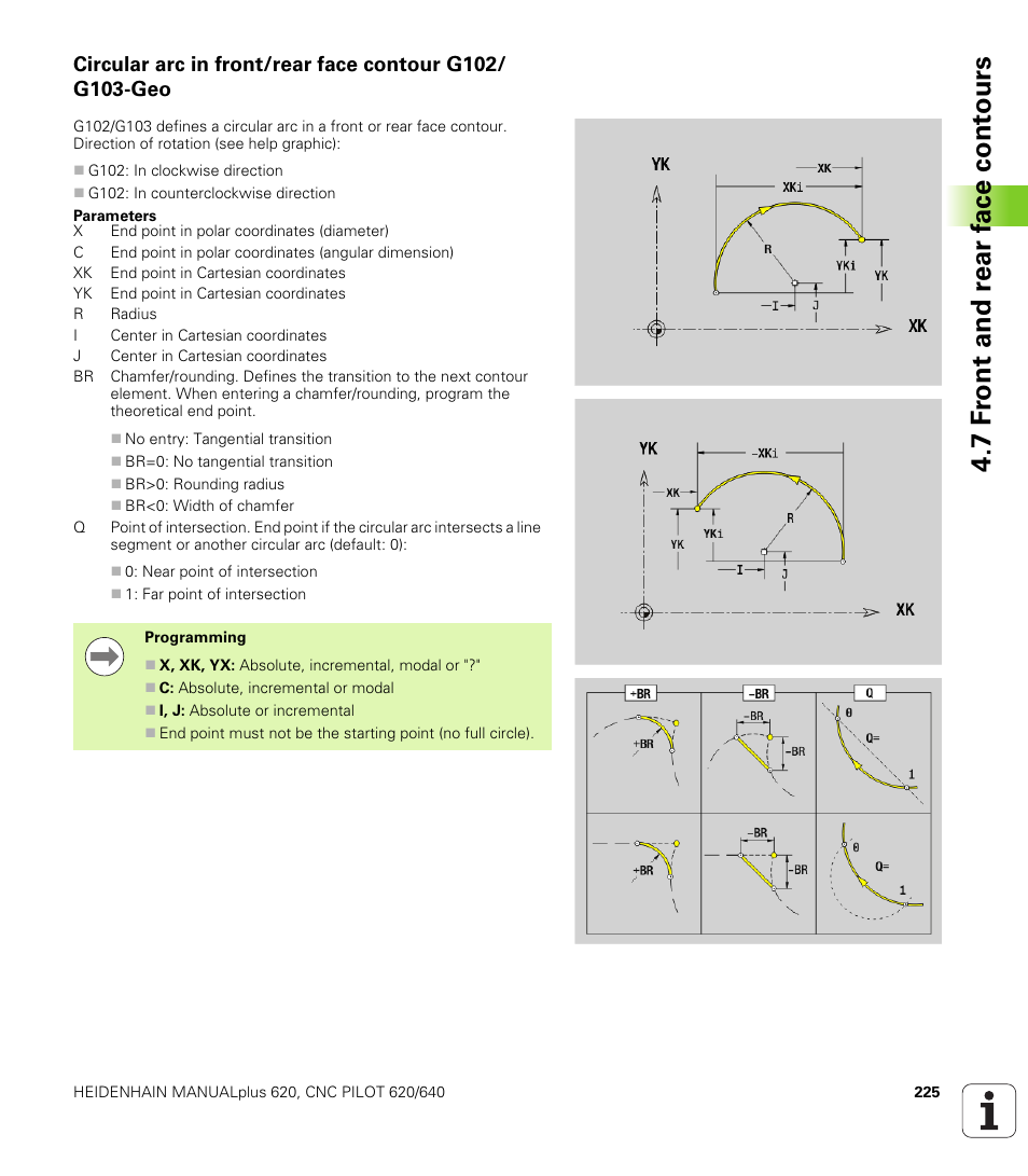 7 f ront and r ear f a ce cont ours | HEIDENHAIN SW 548328-05 DIN Programming User Manual | Page 225 / 598