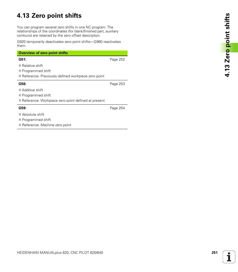 13 zero point shifts | HEIDENHAIN SW 548328-05 DIN Programming User Manual | Page 251 / 598