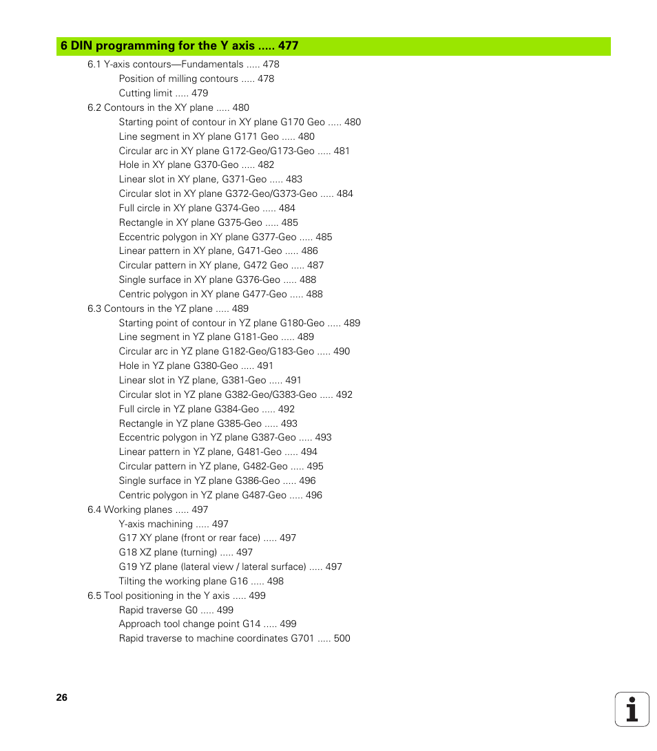 6 din programming for the y axis | HEIDENHAIN SW 548328-05 DIN Programming User Manual | Page 26 / 598