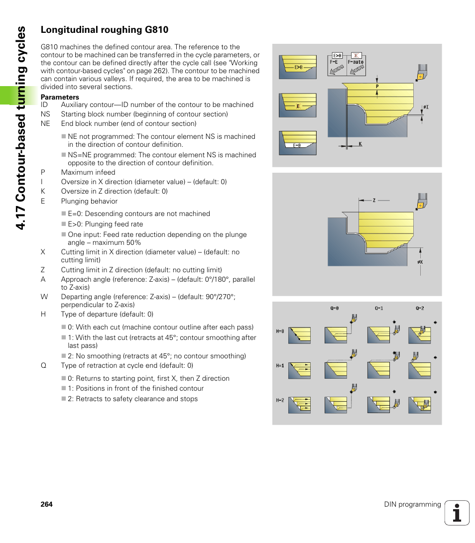 Longitudinal roughing g810, 1 7 cont our -based t u rn ing cy cles | HEIDENHAIN SW 548328-05 DIN Programming User Manual | Page 264 / 598