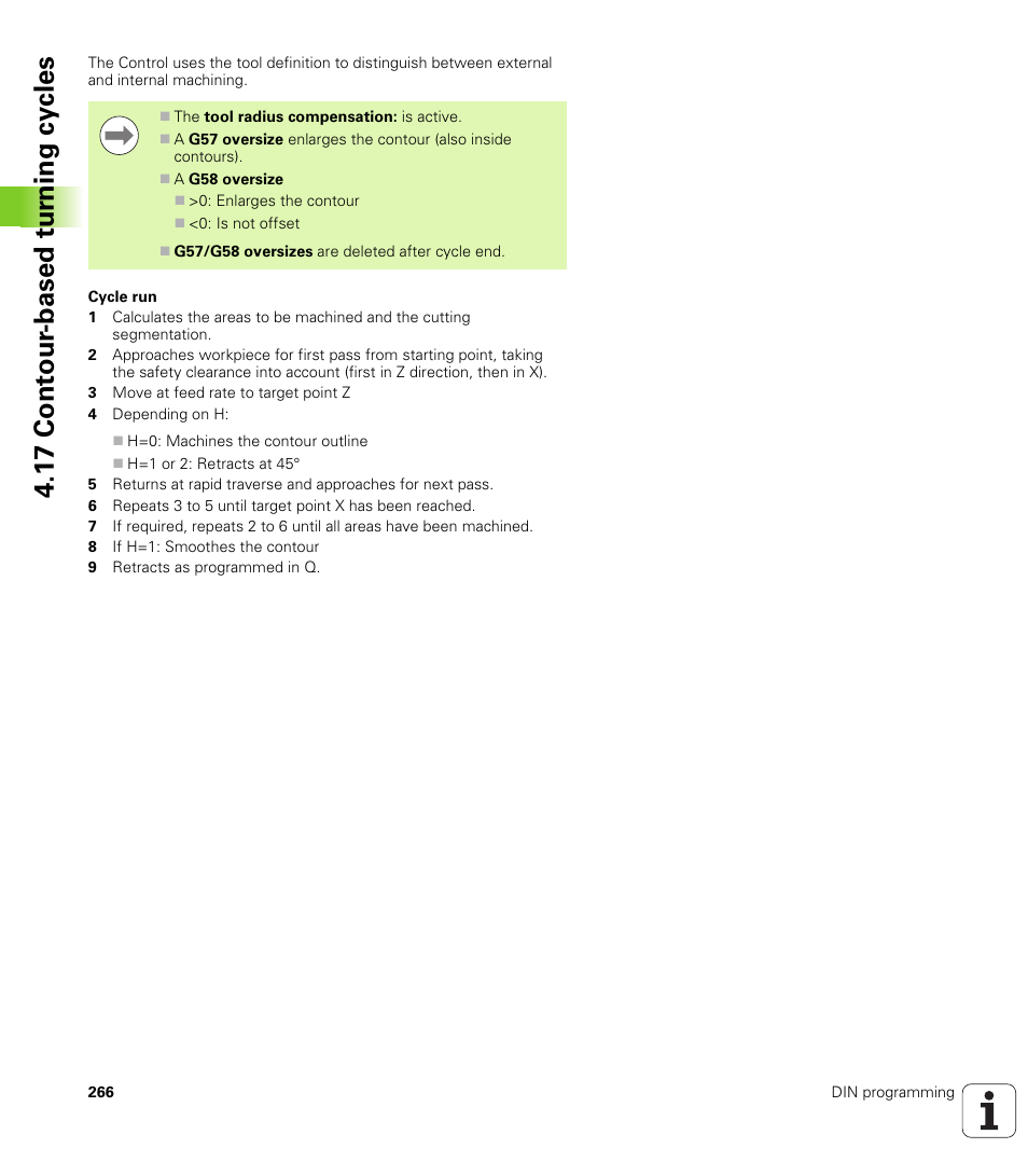 1 7 cont our -based t u rn ing cy cles | HEIDENHAIN SW 548328-05 DIN Programming User Manual | Page 266 / 598