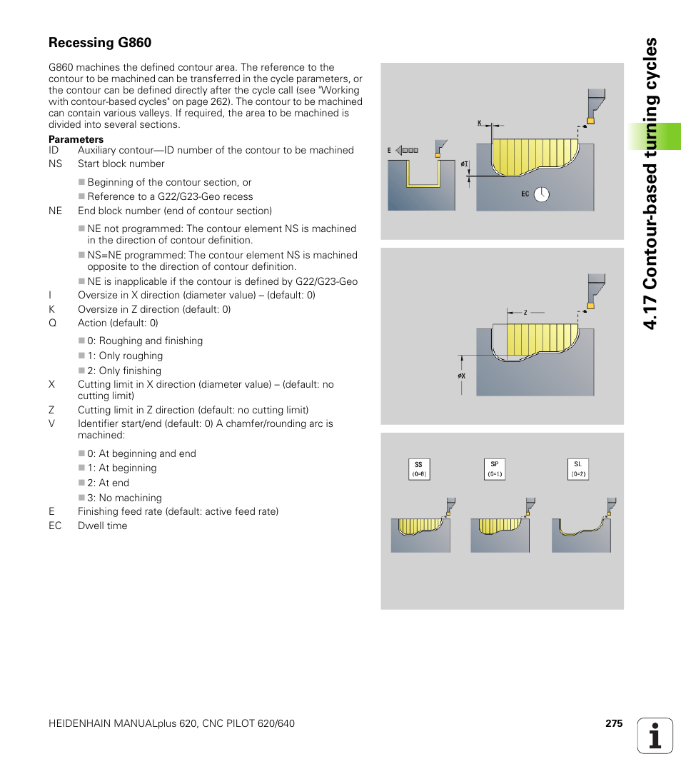 Recessing g860, 1 7 cont our -based t u rn ing cy cles | HEIDENHAIN SW 548328-05 DIN Programming User Manual | Page 275 / 598