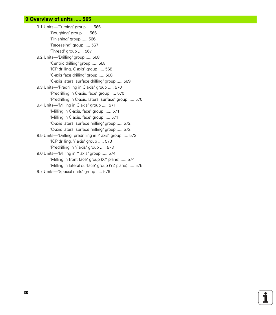 9 overview of units | HEIDENHAIN SW 548328-05 DIN Programming User Manual | Page 30 / 598