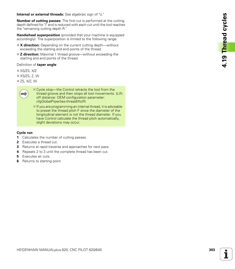 1 9 thr ead cy cles | HEIDENHAIN SW 548328-05 DIN Programming User Manual | Page 303 / 598