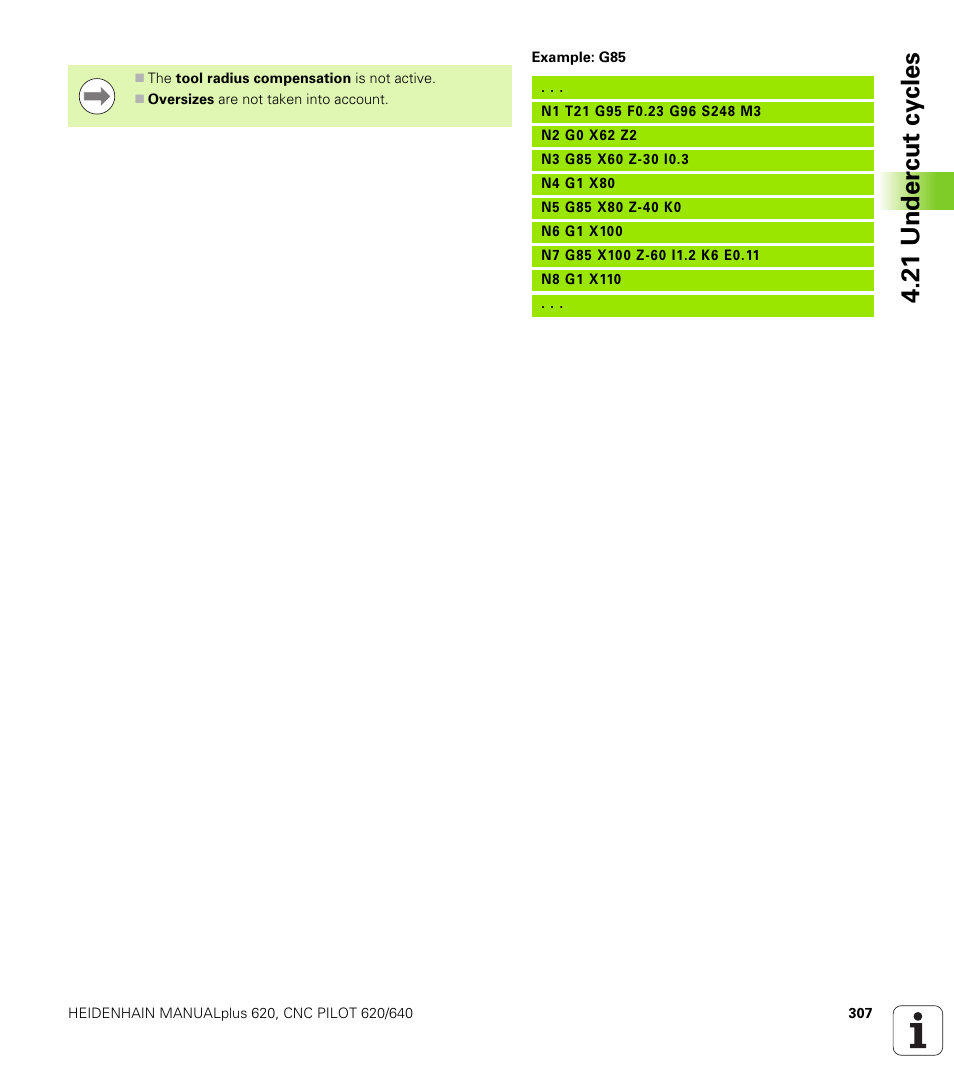 21 under c ut cy cles | HEIDENHAIN SW 548328-05 DIN Programming User Manual | Page 307 / 598