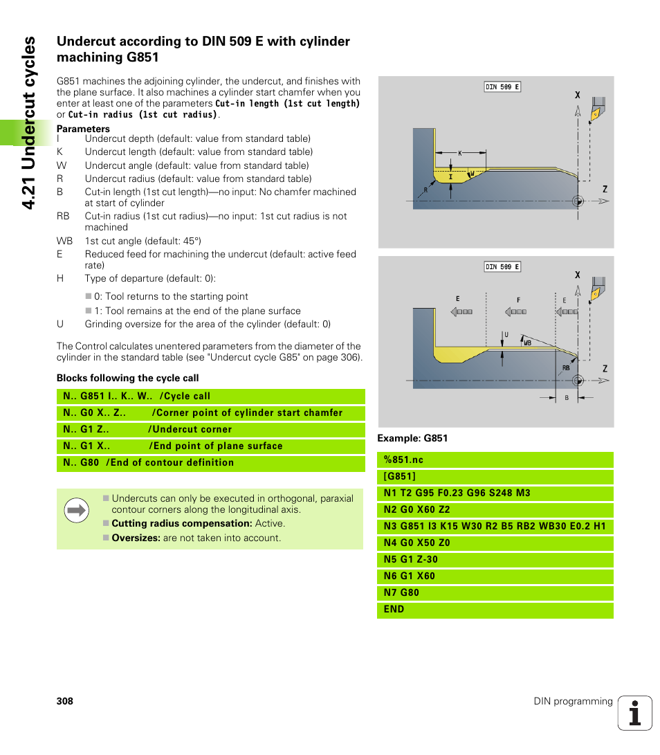 21 under c ut cy cles | HEIDENHAIN SW 548328-05 DIN Programming User Manual | Page 308 / 598