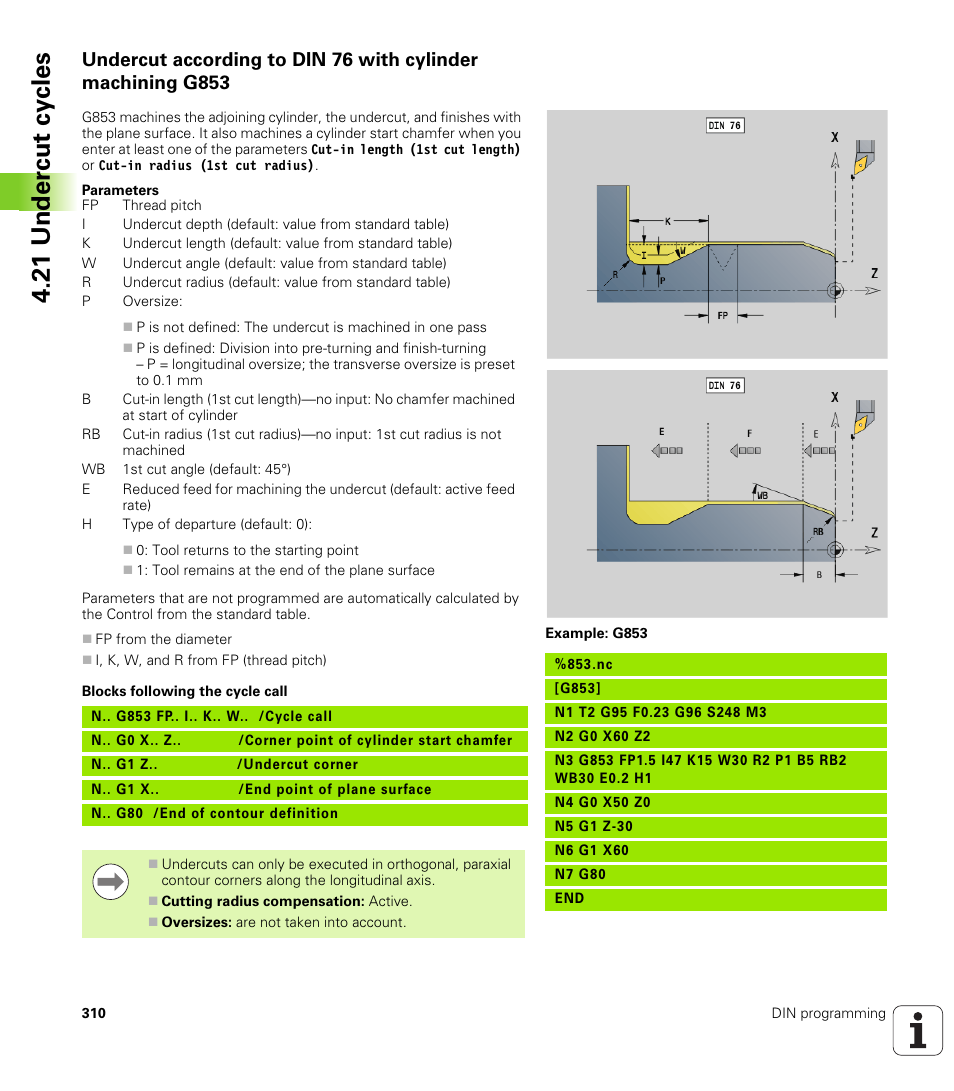 21 under c ut cy cles | HEIDENHAIN SW 548328-05 DIN Programming User Manual | Page 310 / 598