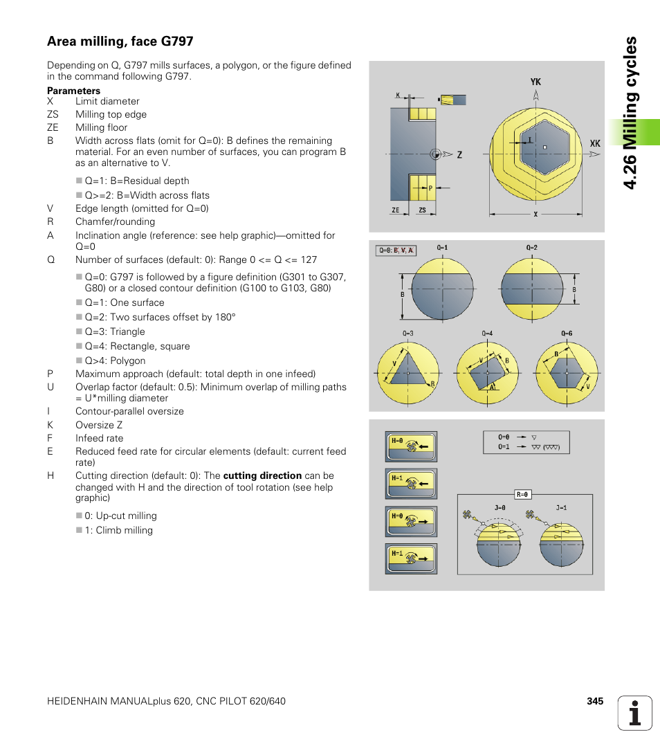 Area milling, face g797, 26 milling cy cles | HEIDENHAIN SW 548328-05 DIN Programming User Manual | Page 345 / 598