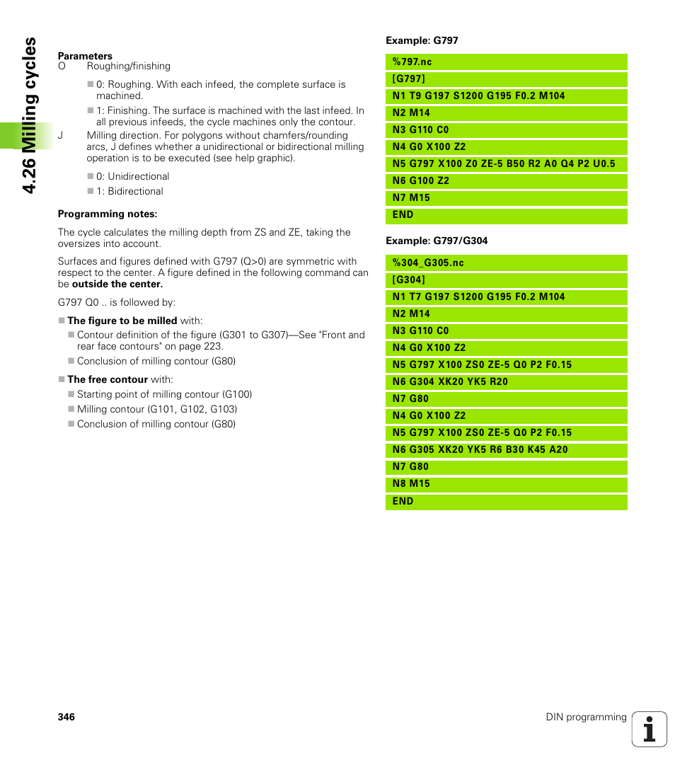 26 milling cy cles | HEIDENHAIN SW 548328-05 DIN Programming User Manual | Page 346 / 598