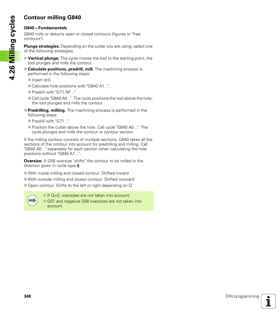 Contour milling g840, 26 milling cy cles | HEIDENHAIN SW 548328-05 DIN Programming User Manual | Page 348 / 598