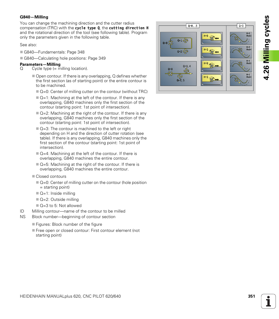 26 milling cy cles | HEIDENHAIN SW 548328-05 DIN Programming User Manual | Page 351 / 598