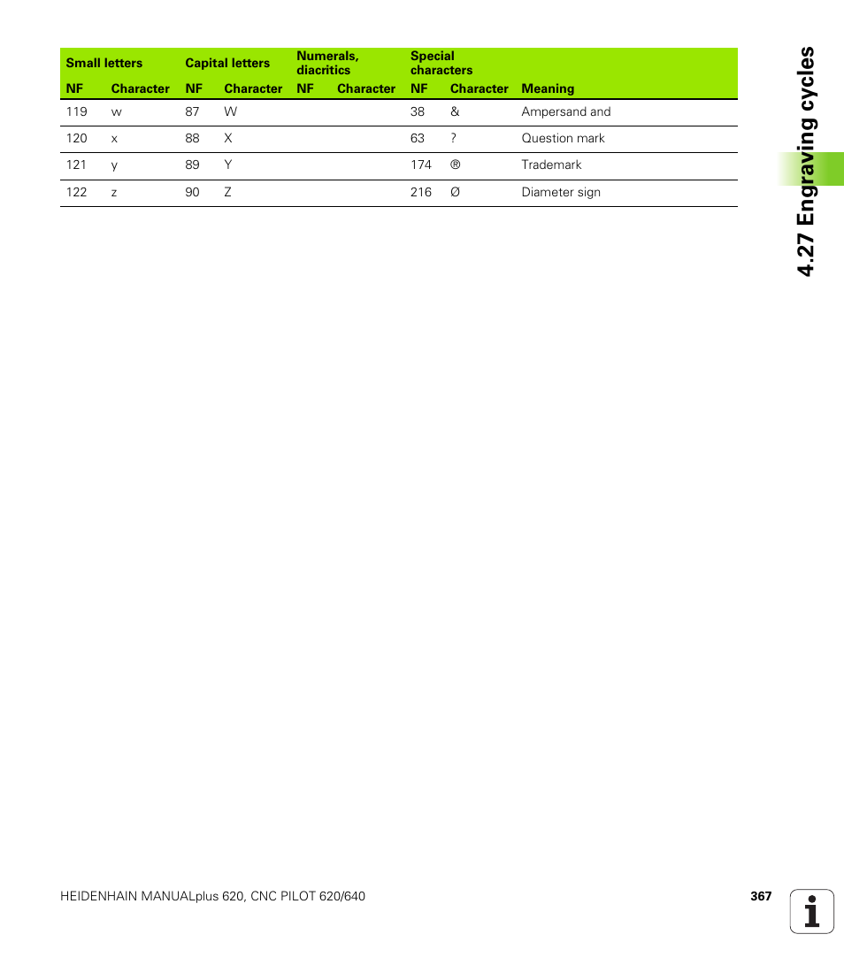 27 engr a v ing cy cles | HEIDENHAIN SW 548328-05 DIN Programming User Manual | Page 367 / 598