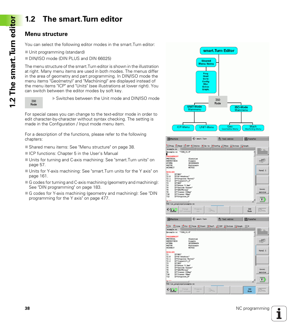 2 the smart.turn editor, Menu structure | HEIDENHAIN SW 548328-05 DIN Programming User Manual | Page 38 / 598