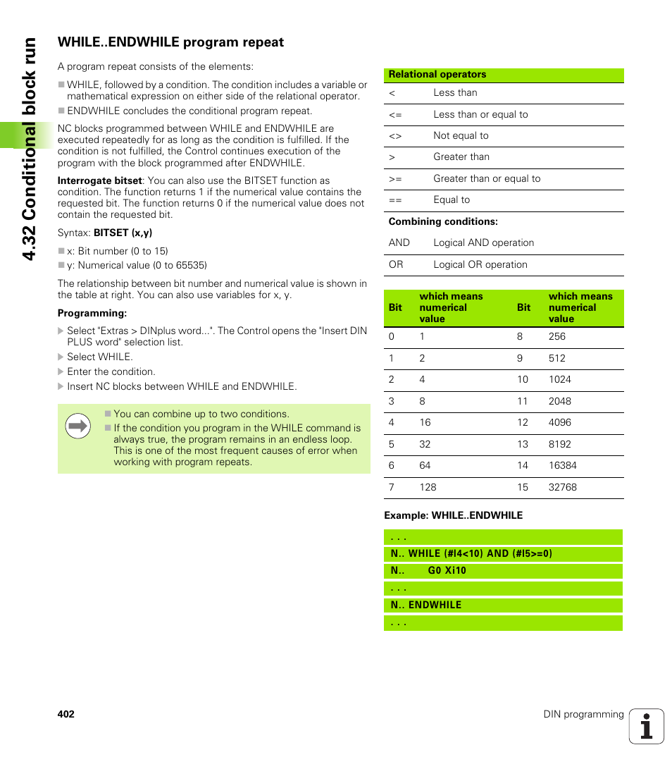 While..endwhile program repeat | HEIDENHAIN SW 548328-05 DIN Programming User Manual | Page 402 / 598