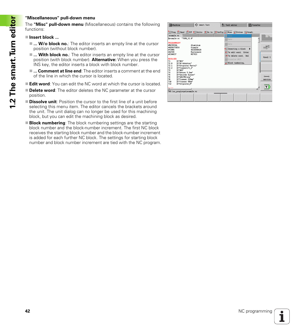 2 the smar t.t u rn edit or | HEIDENHAIN SW 548328-05 DIN Programming User Manual | Page 42 / 598