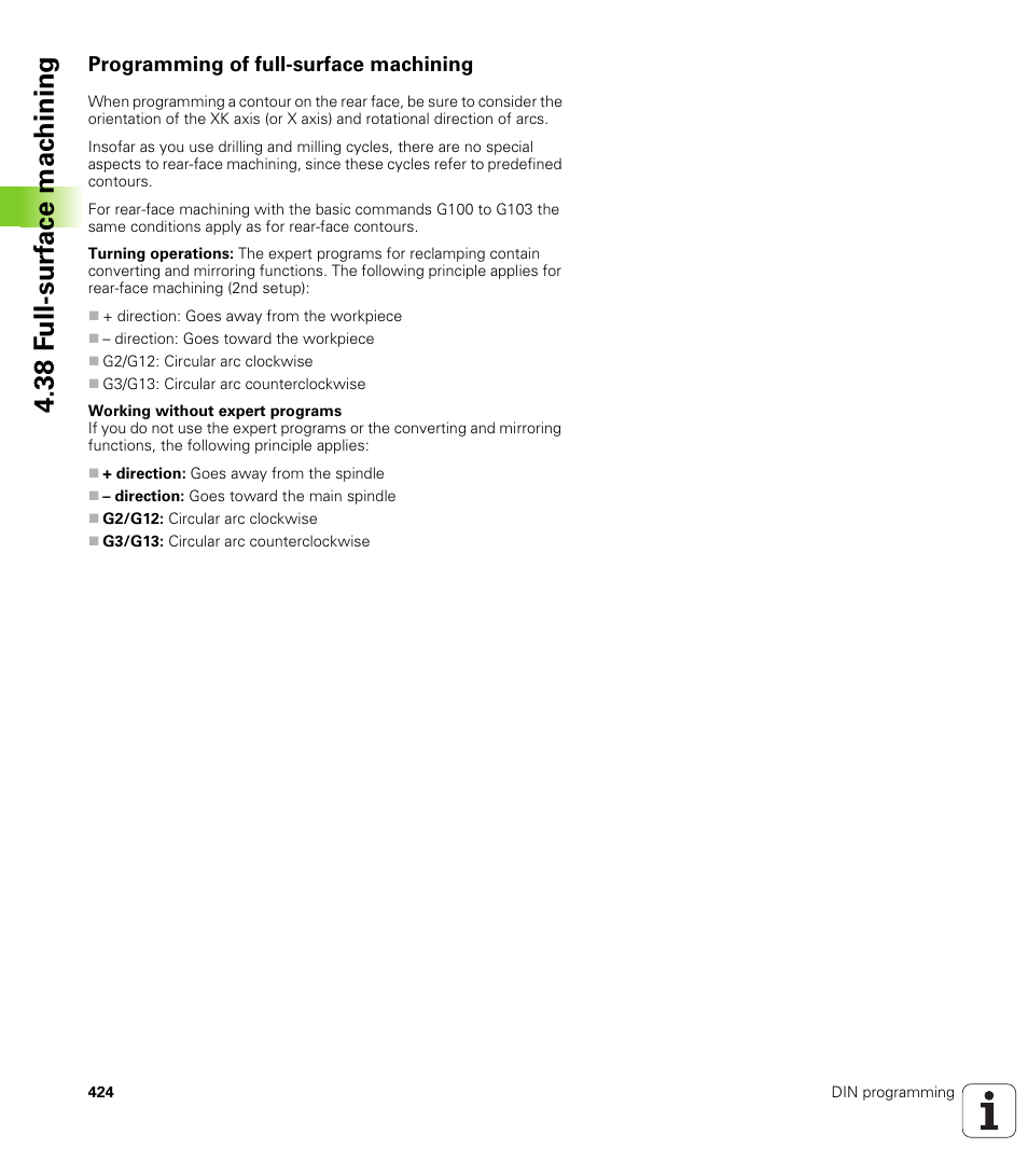 Programming of full-surface machining, 38 f u ll-surf ace mac h ining | HEIDENHAIN SW 548328-05 DIN Programming User Manual | Page 424 / 598