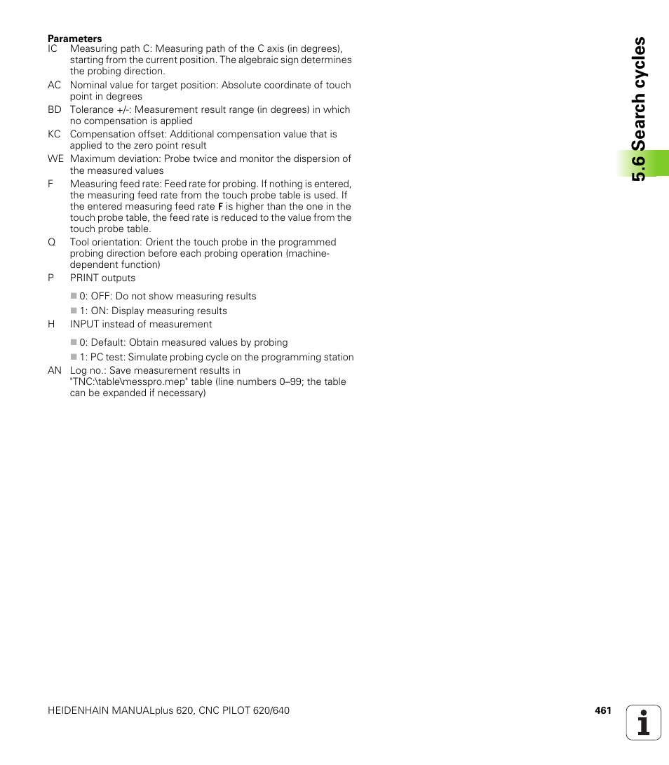 6 sear c h cy cles | HEIDENHAIN SW 548328-05 DIN Programming User Manual | Page 461 / 598