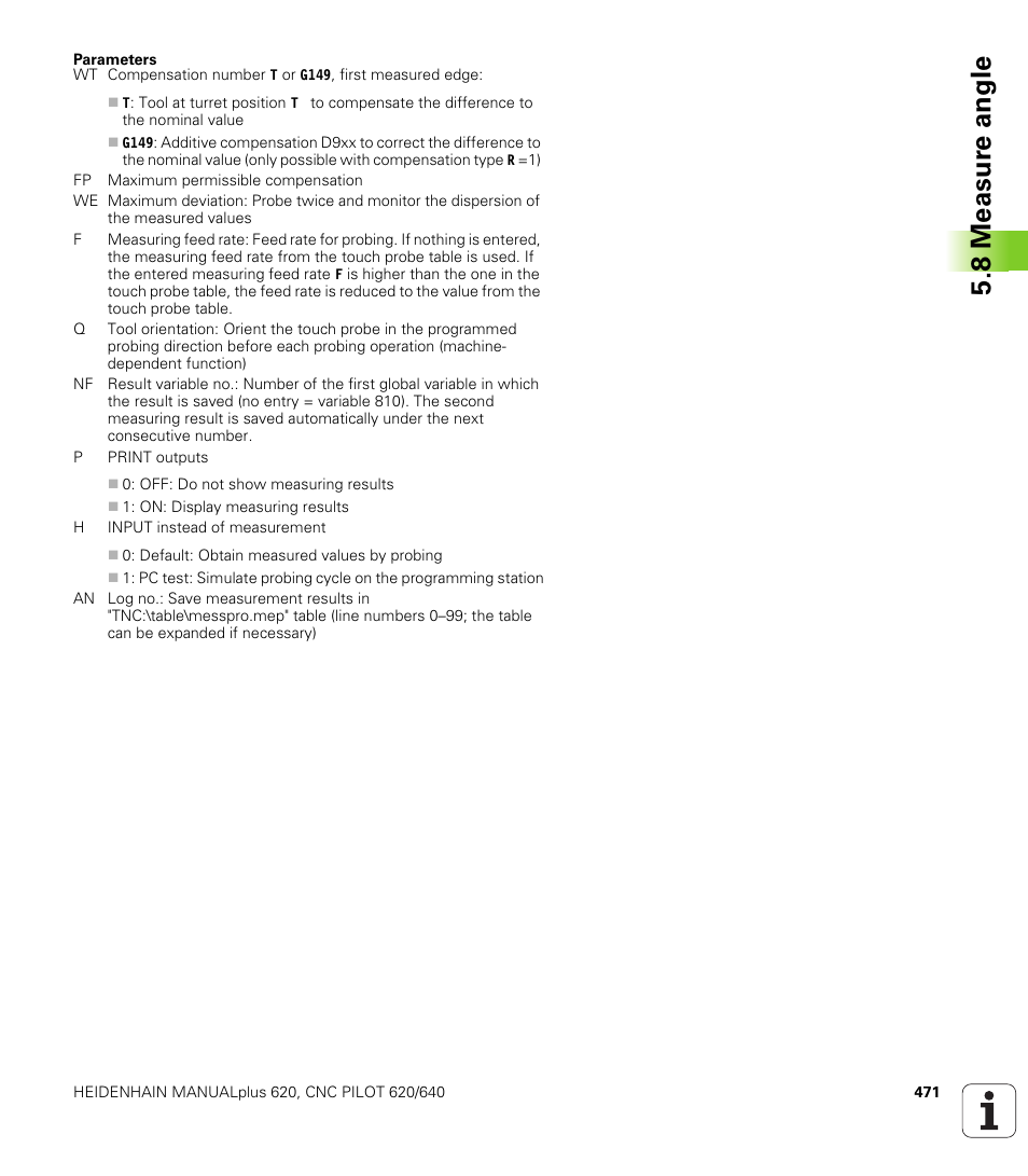 8 measur e angle | HEIDENHAIN SW 548328-05 DIN Programming User Manual | Page 471 / 598