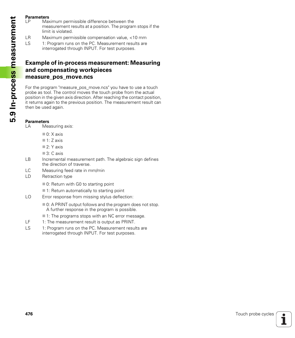 9 in-pr o cess measur ement | HEIDENHAIN SW 548328-05 DIN Programming User Manual | Page 476 / 598