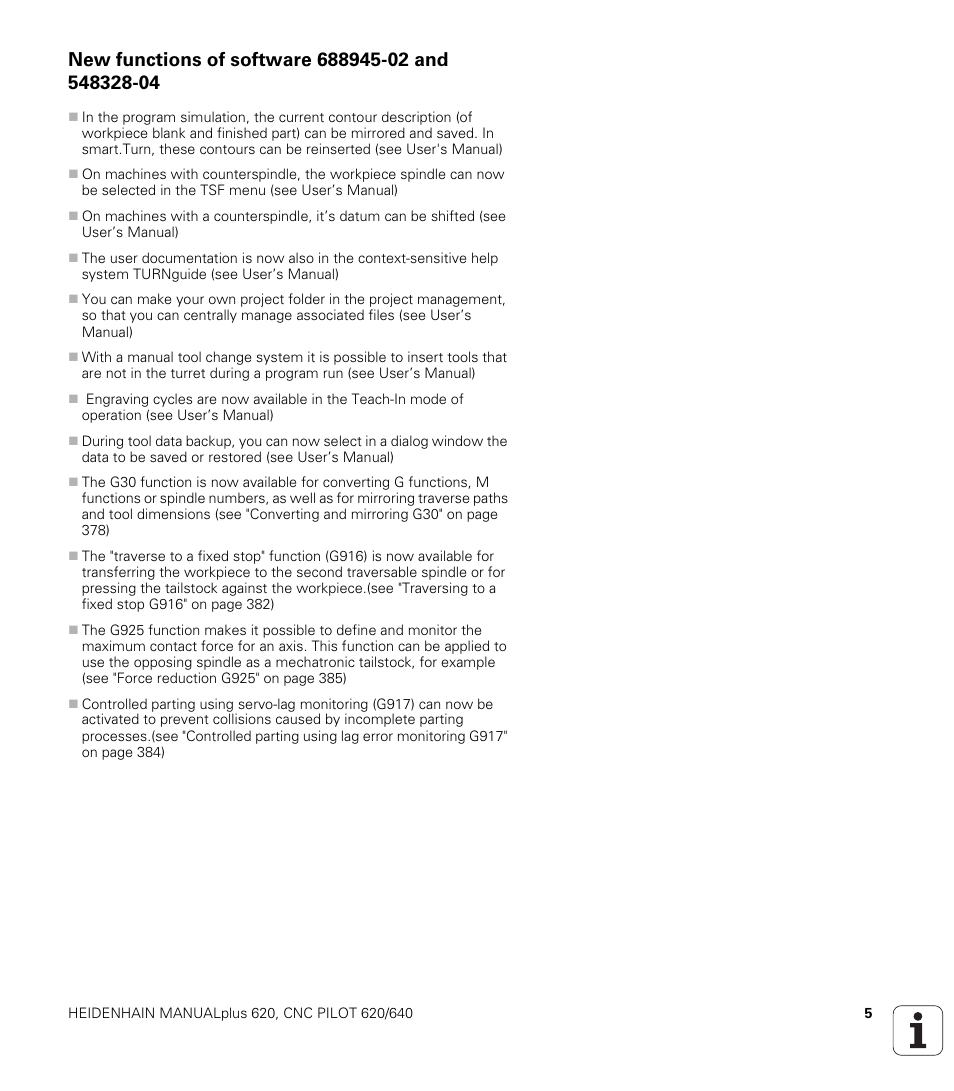 New functions of software 688945-02 and 548328-04 | HEIDENHAIN SW 548328-05 DIN Programming User Manual | Page 5 / 598
