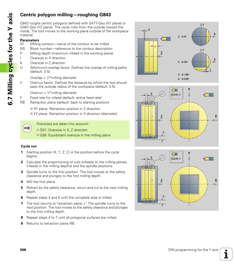 Centric polygon milling—roughing g843 | HEIDENHAIN SW 548328-05 DIN Programming User Manual | Page 506 / 598