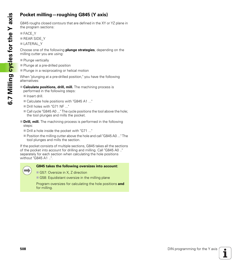 Pocket milling—roughing g845 (y axis) | HEIDENHAIN SW 548328-05 DIN Programming User Manual | Page 508 / 598