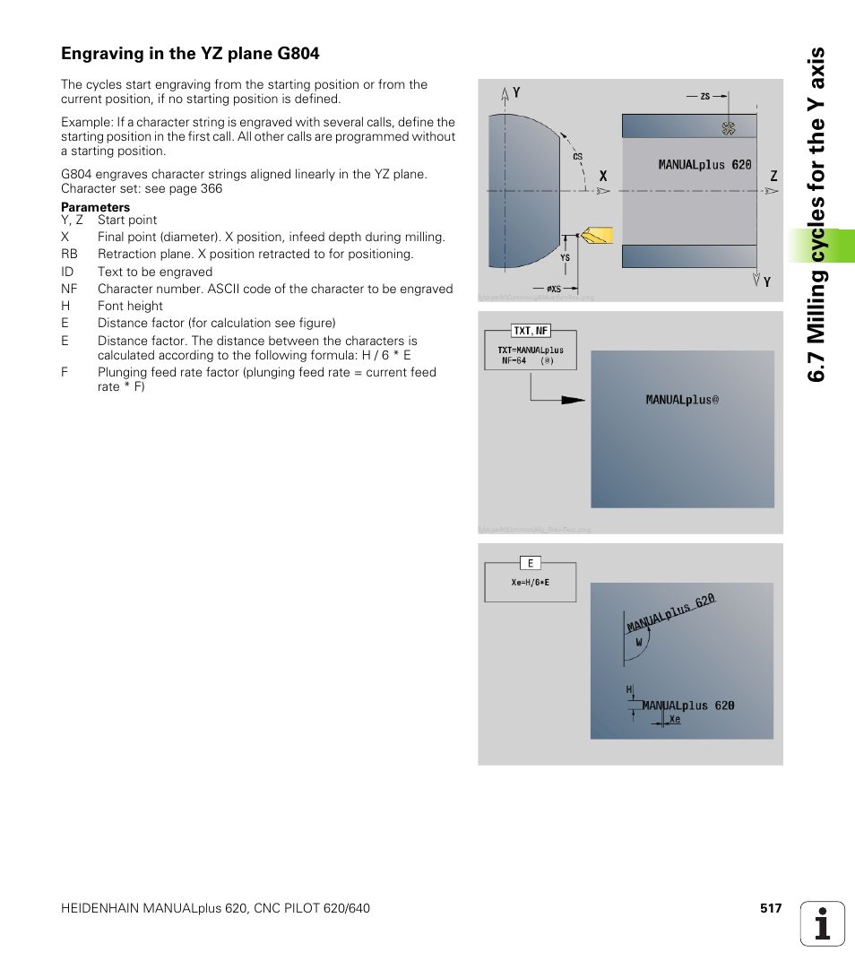 Engraving in the yz plane g804 | HEIDENHAIN SW 548328-05 DIN Programming User Manual | Page 517 / 598