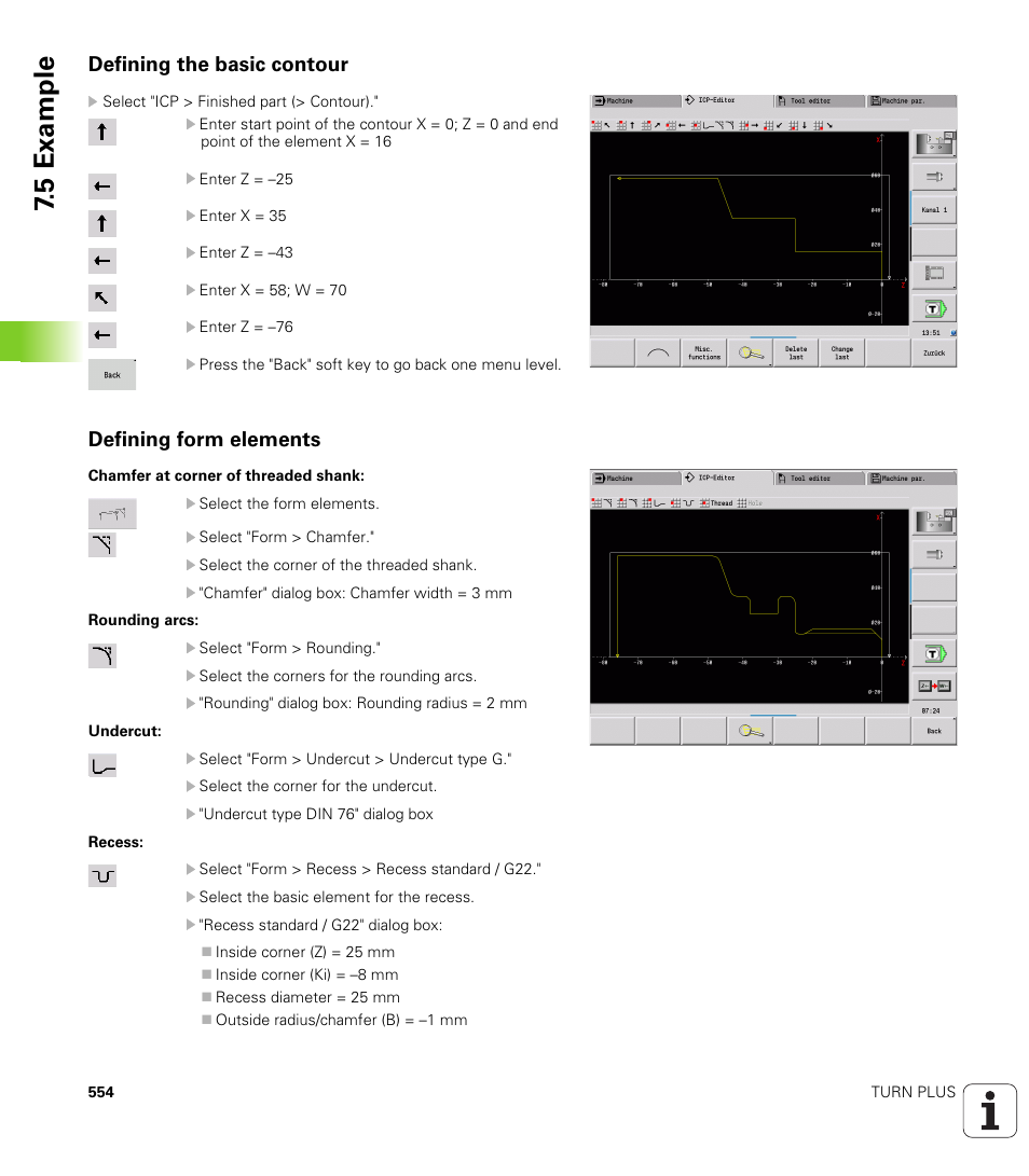 Defining the basic contour, Defining form elements, Defining the basic contour defining form elements | 5 example | HEIDENHAIN SW 548328-05 DIN Programming User Manual | Page 554 / 598