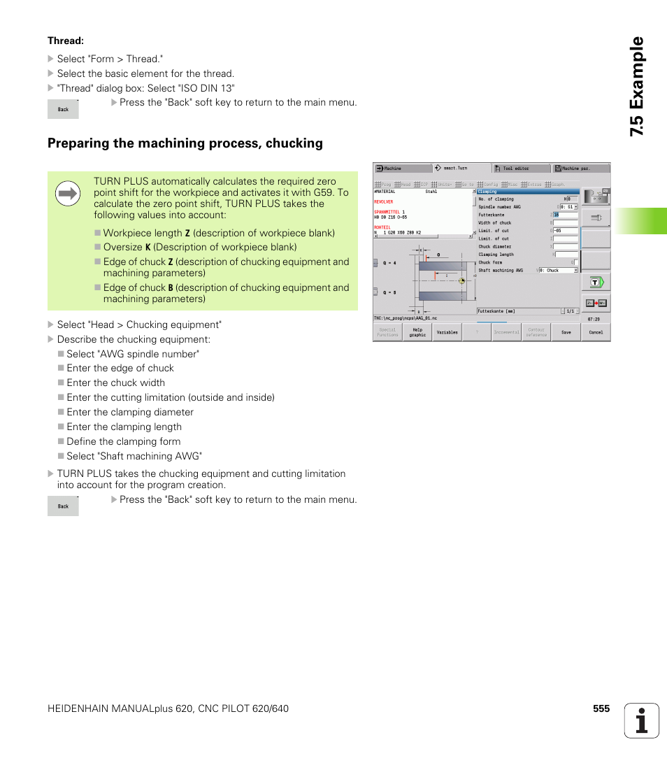 Preparing the machining process, chucking, 5 example | HEIDENHAIN SW 548328-05 DIN Programming User Manual | Page 555 / 598