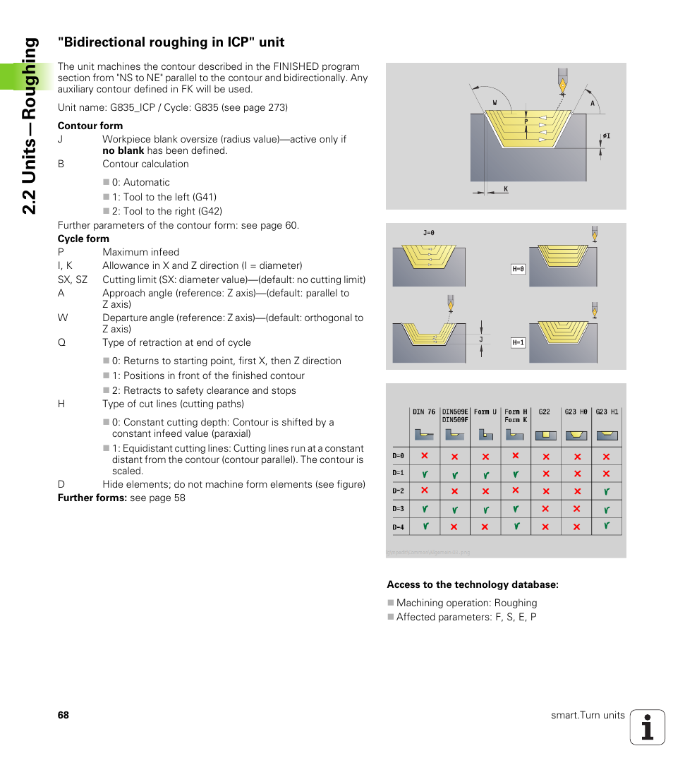 Bidirectional roughing in icp" unit, 2 units—roughing | HEIDENHAIN SW 548328-05 DIN Programming User Manual | Page 68 / 598