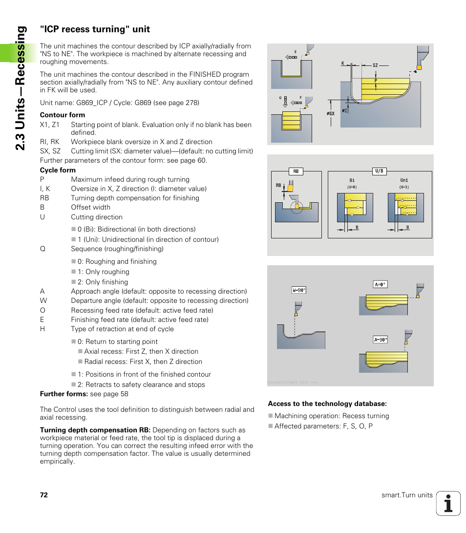 Icp recess turning" unit, 3 units—recessing | HEIDENHAIN SW 548328-05 DIN Programming User Manual | Page 72 / 598