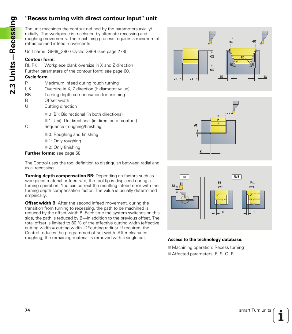Recess turning with direct contour input" unit, 3 units—recessing | HEIDENHAIN SW 548328-05 DIN Programming User Manual | Page 74 / 598
