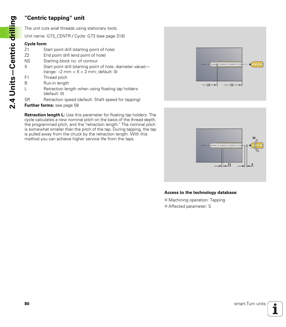 Centric tapping" unit, 4 units—centr ic dr illing | HEIDENHAIN SW 548328-05 DIN Programming User Manual | Page 80 / 598