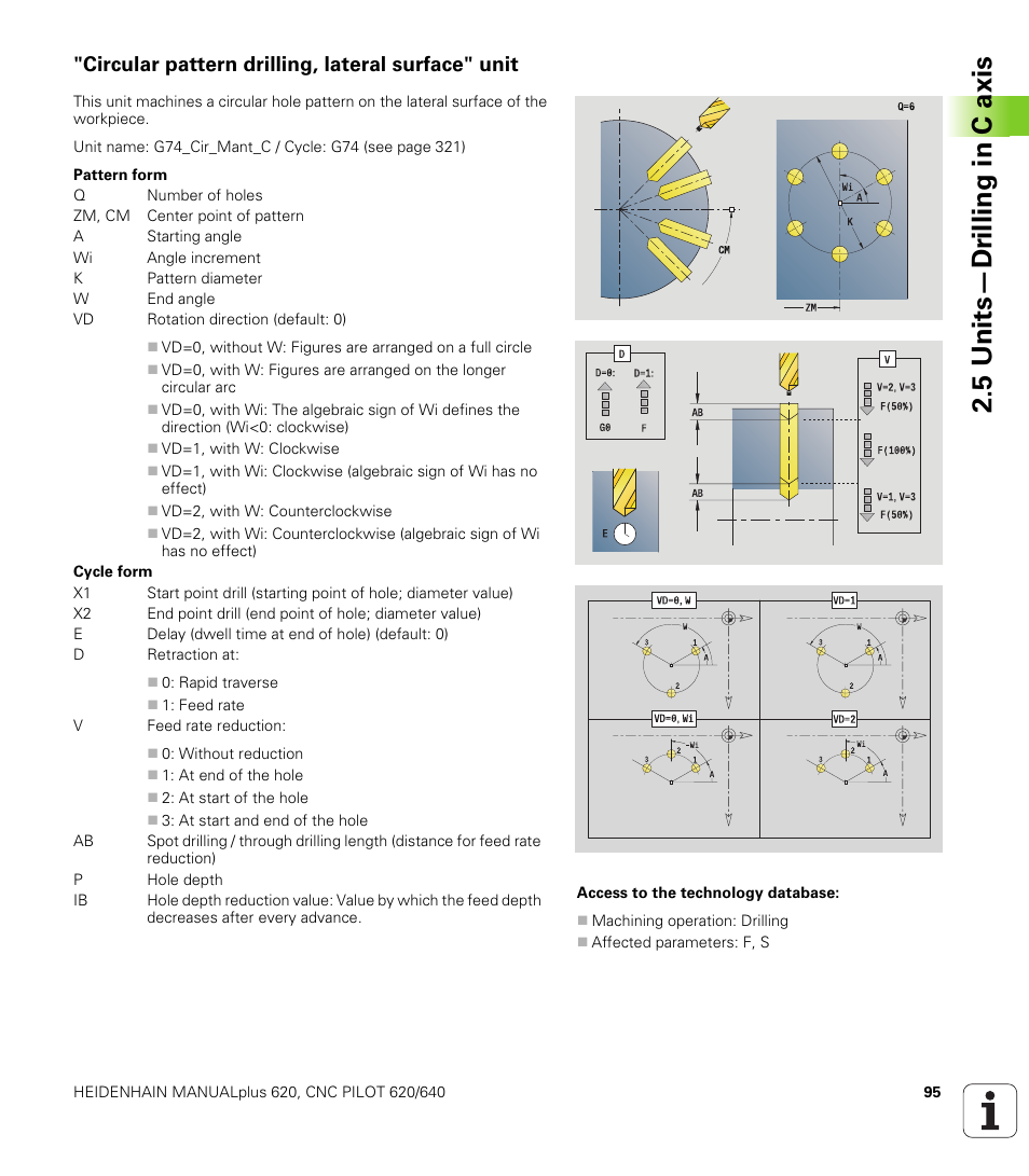 Circular pattern drilling, lateral surface" unit, 5 units—dr illing in c axis | HEIDENHAIN SW 548328-05 DIN Programming User Manual | Page 95 / 598