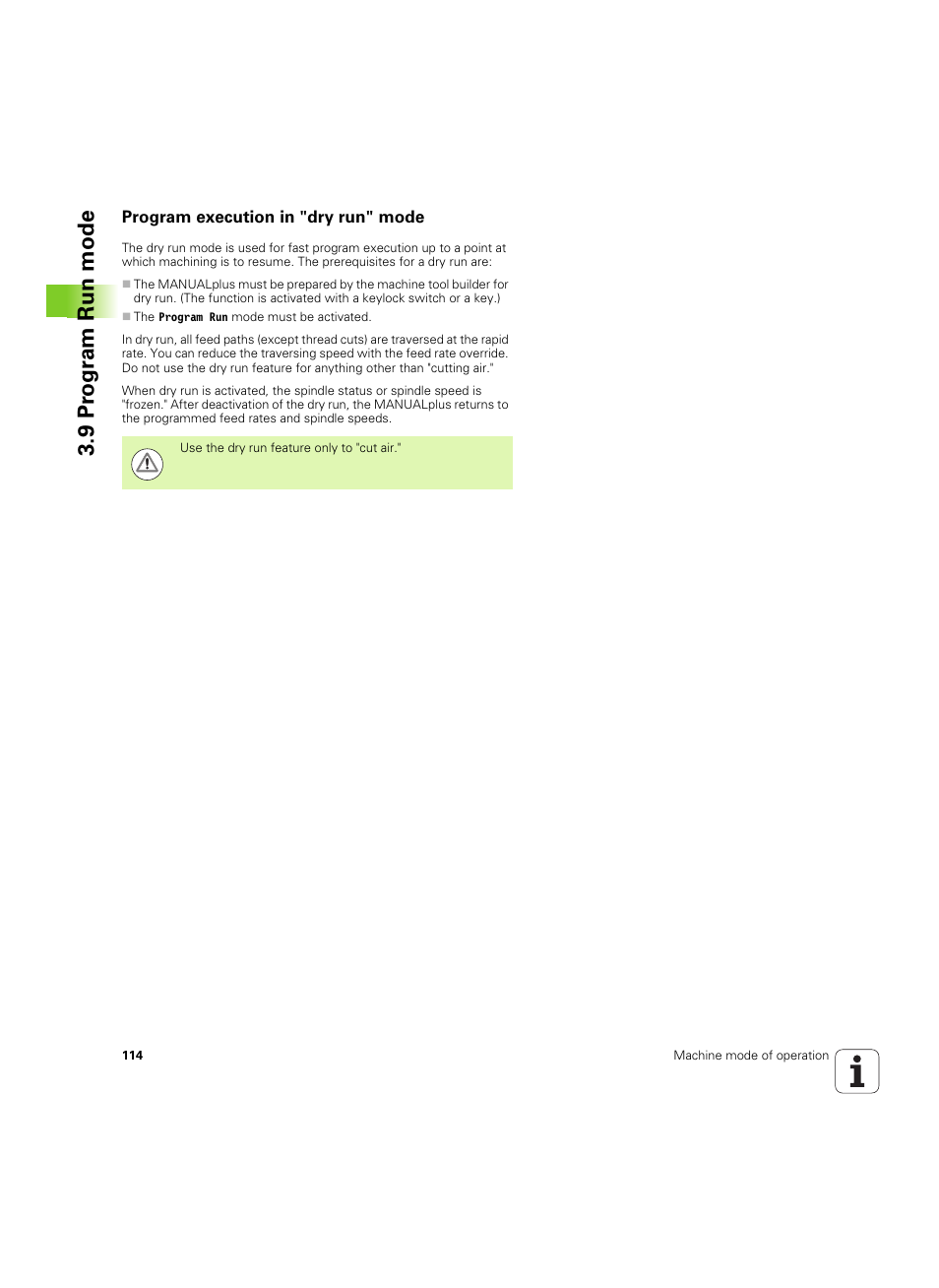 Program execution in "dry run" mode, 9 pr ogr am run mode | HEIDENHAIN SW 54843x-02 User Manual | Page 114 / 619