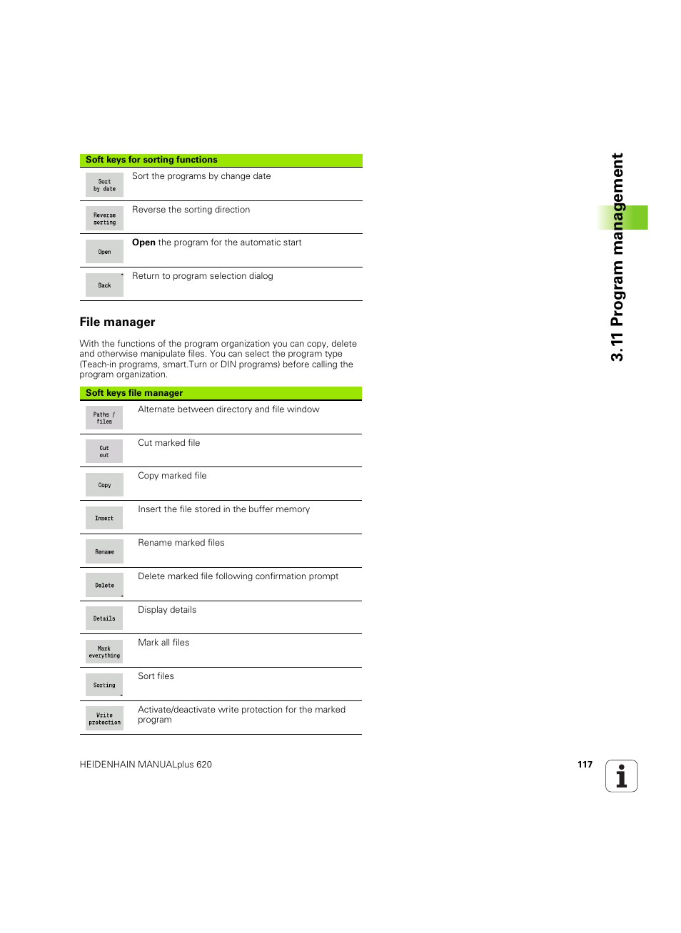 File manager, 1 1 pr ogr am manag e ment | HEIDENHAIN SW 54843x-02 User Manual | Page 117 / 619