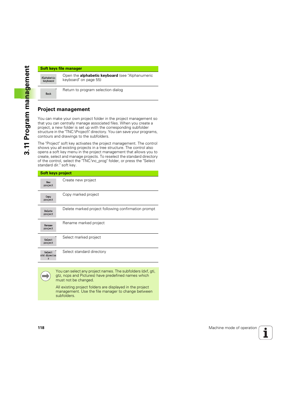 Project management, 1 1 pr ogr am manag e ment | HEIDENHAIN SW 54843x-02 User Manual | Page 118 / 619