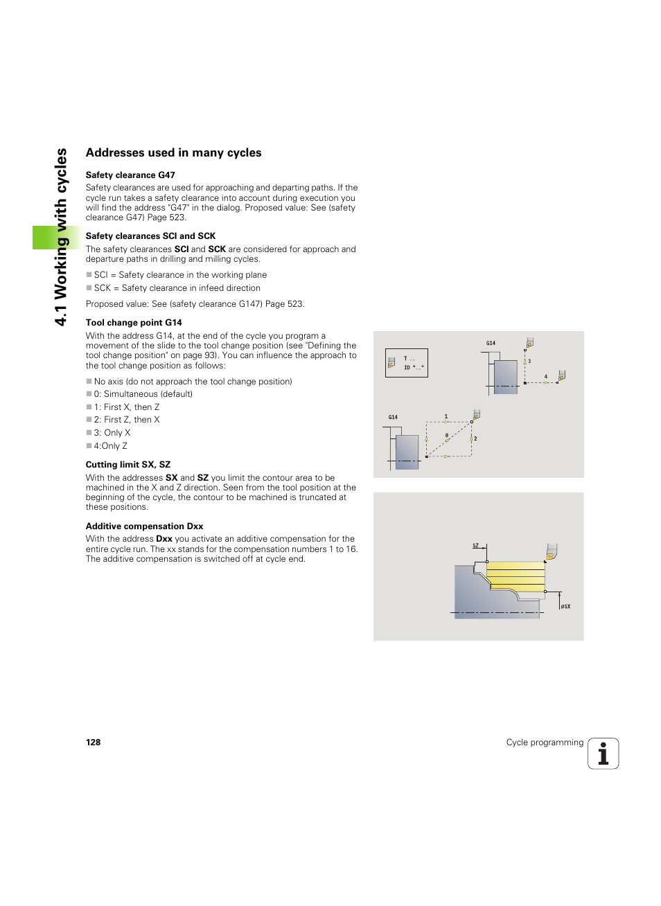 Addresses used in many cycles, 1 w o rk ing with cy cles | HEIDENHAIN SW 54843x-02 User Manual | Page 128 / 619