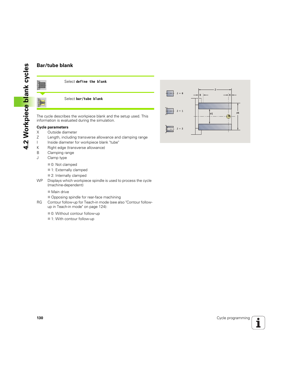 Bar/tube blank, 2 w o rk piece blank cy cles | HEIDENHAIN SW 54843x-02 User Manual | Page 130 / 619